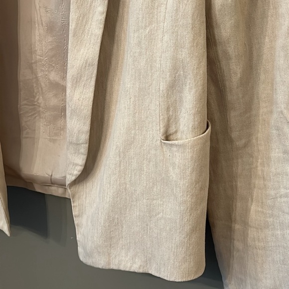 Vince Rustin Blazer Linen Blend Open Front Pockets Beige Light Tan Size 4 - Picture 3 of 7